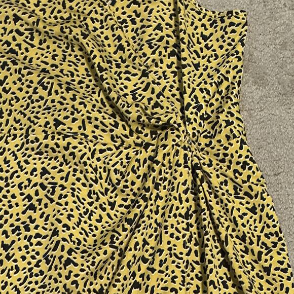 BCBGeneration Women 6 Dress Mini Halter Faux Wrap Cheetah Yellow - Picture 6 of 15